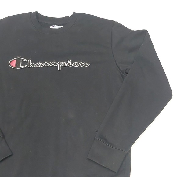 Champion Black Essentials Spellout Crewneck Sweatshirt Men's Size Medium - Picture 3 of 13
